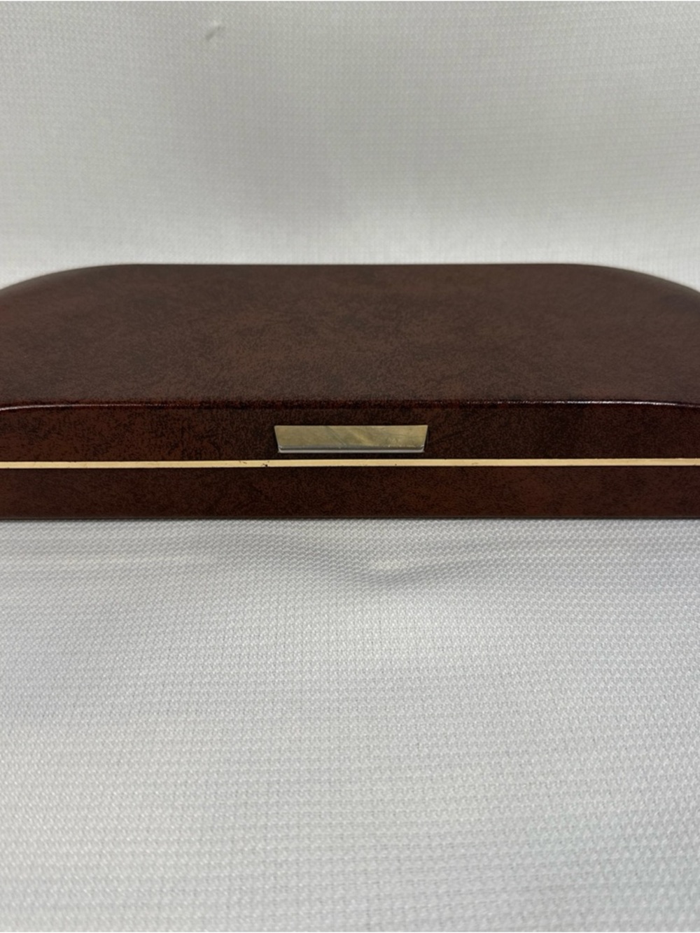 Men’s Brown Leather Travel Accessory Case with Gold Trim - Unbranded